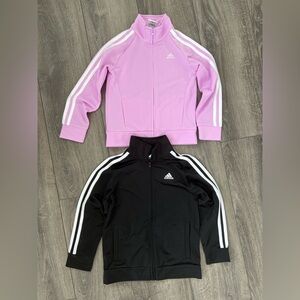 Adidas Girls Zip-Up Athletic Track Jacket Bundle Pink Black